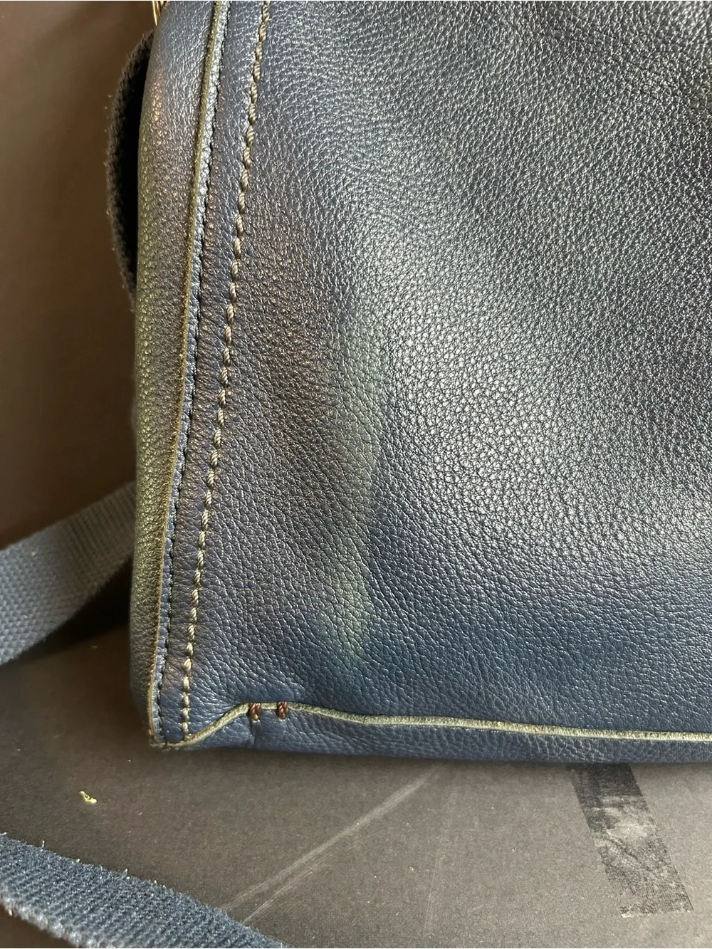 The‎ Sak Navy Leather Crossbody with Mint Interior